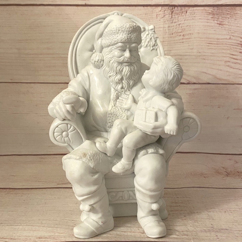 Department 56 Winter Silhouette "A Visit With Santa" White Porcelain Figure